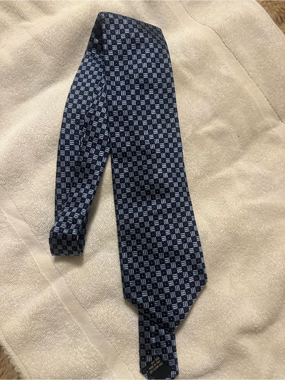 Nicola Ferri Milano Men’s 100% Silk Tie Blue Geometric Made in Italy